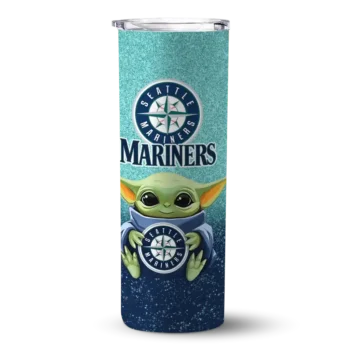 seattle mariners yoda smile navy blue skinny tumbler best selling.webp