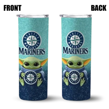 seattle mariners yoda smile navy blue skinny tumbler fashion forward.webp