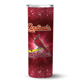 st louis cardinals radiant glitter red skinny tumbler best selling.webp