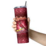 st louis cardinals radiant glitter red skinny tumbler best selling.webp