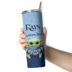 tampa bay rays yoda smile navy skinny tumbler best selling.webp