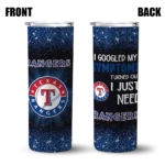 texas rangers radiant glitter blue skinny tumbler best selling.webp