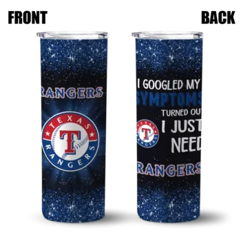 texas rangers radiant glitter blue skinny tumbler fashion forward.webp