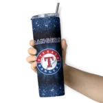texas rangers radiant glitter blue skinny tumbler best selling.webp