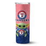 texas rangers yoda smile blue skinny tumbler best selling.webp
