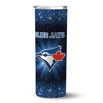 toronto blue jays radiant glitter blue skinny tumbler best selling.webp