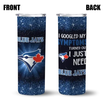 toronto blue jays radiant glitter blue skinny tumbler fashion forward.webp