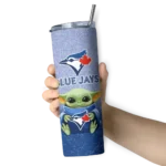 toronto blue jays yoda smile blue skinny tumbler best selling.webp