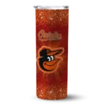 baltimore orioles radiant glitter orange skinny tumbler best selling.webp