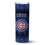 chicago cubs radiant glitter blue skinny tumbler best selling 1.webp