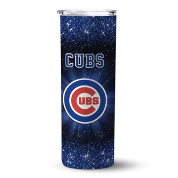 chicago cubs radiant glitter blue skinny tumbler best selling 1.webp