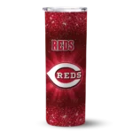 cincinnati reds radiant glitter red skinny tumbler best selling 1.webp