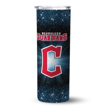 cleveland guardians radiant glitter navy blue skinny tumbler best selling 1.webp