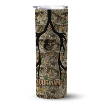 custom baltimore orioles antler flow camo skinny tumbler best selling 1.webp