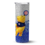 custom chicago cubs winnie the pooh blue gray skinny tumbler best selling.webp