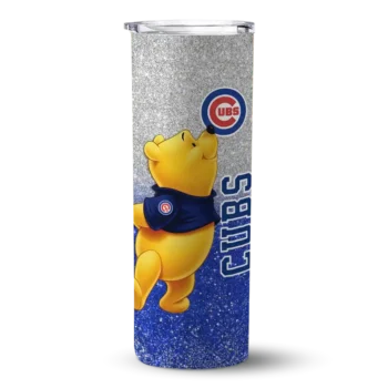 custom chicago cubs winnie the pooh blue gray skinny tumbler best selling.webp