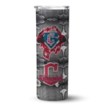 custom cleveland guardians chevron v navy blue gray skinny tumbler best selling 2.webp