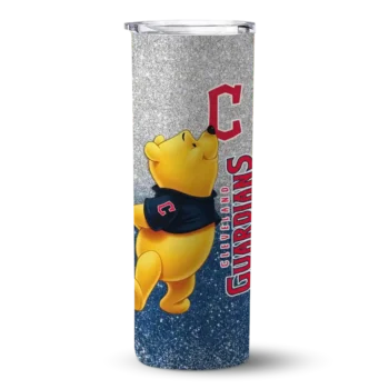 custom cleveland guardians winnie the pooh navy blue gray skinny tumbler best selling 1.webp