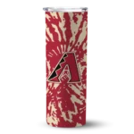 customized arizona diamondbacks metallic grid red skinny tumbler best selling.webp