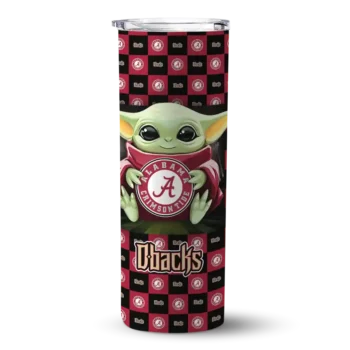 customized arizona diamondbacks yoda cozy red black skinny tumbler best selling.webp