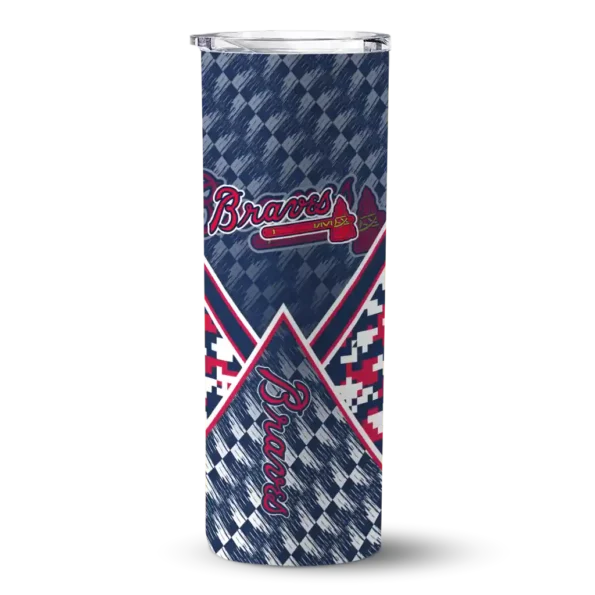 customized atlanta braves monogram burst navy white skinny tumbler best selling 1 4.webp