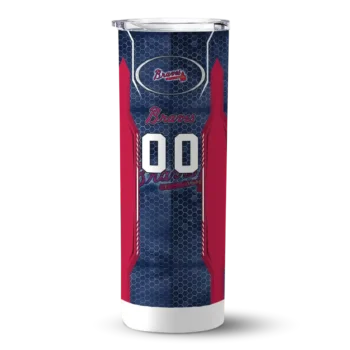 customized atlanta braves stacked diamond navy skinny tumbler best selling 2.webp