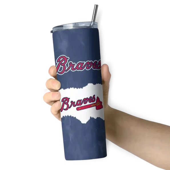customized atlanta braves torn band navy white skinny tumbler premium grade 4.webp
