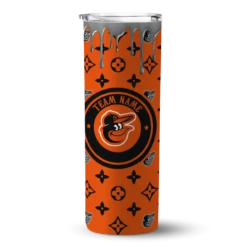 customized baltimore orioles camo streak orange skinny tumbler best selling 2.webp