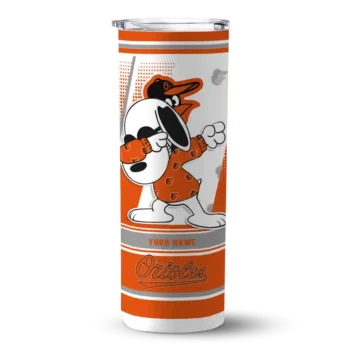 customized baltimore orioles snoopy dog orange white skinny tumbler best selling 1.webp