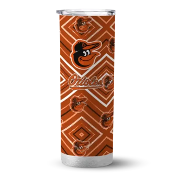 customized baltimore orioles zipper leopard orange skinny tumbler best selling 3.webp