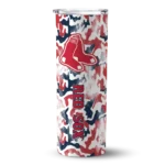 customized boston red sox claw marks red white skinny tumbler best selling.webp