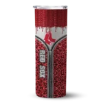customized boston red sox sparkle drip red skinny tumbler best selling.webp