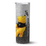 customized chicago white sox winnie the pooh black gray skinny tumbler best selling.webp