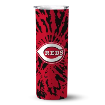 customized cincinnati reds metallic grid red skinny tumbler best selling.webp