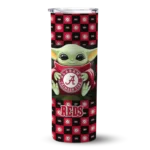 customized cincinnati reds yoda cozy red black skinny tumbler best selling 1.webp