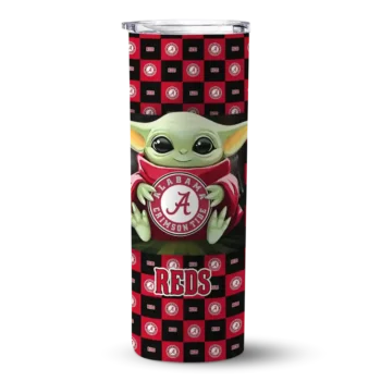 customized cincinnati reds yoda cozy red black skinny tumbler best selling 1.webp