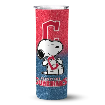 customized cleveland guardians snoopy attitude navy blue skinny tumbler best selling.webp
