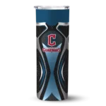 customized cleveland guardians superman emblem navy blue black skinny tumbler best selling 1.webp