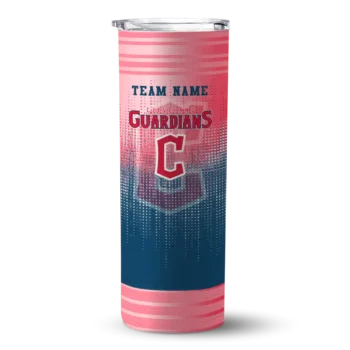 customized cleveland guardians swirl texture navy blue skinny tumbler best selling.webp