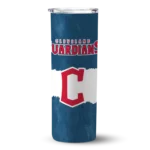 customized cleveland guardians torn band navy blue white skinny tumbler best selling.webp