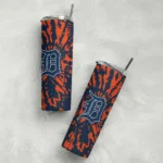 customized detroit tigers metallic grid navy skinny tumbler best selling.webp