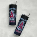 customized los angeles angels rose romance blue black skinny tumbler best selling.webp