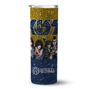 customized milwaukee brewers kiss band yellow skinny tumbler best selling 2.webp