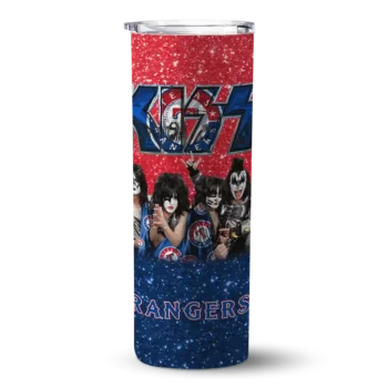 customized texas rangers kiss band red skinny tumbler best selling 2.webp