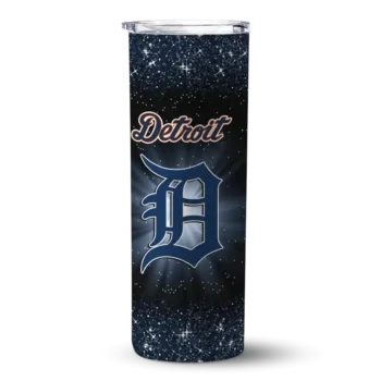 detroit tigers radiant glitter navy skinny tumbler best selling 1.webp