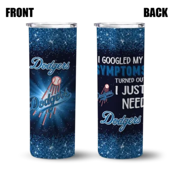 los angeles dodgers radiant glitter blue skinny tumbler fashion forward.webp