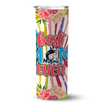 miami marlins flower cluster skinny tumbler best selling 2.webp