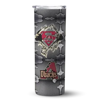 personalized arizona diamondbacks chevron v red gray skinny tumbler best selling 1.webp