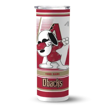 personalized arizona diamondbacks snoopy dog red white skinny tumbler best selling.webp