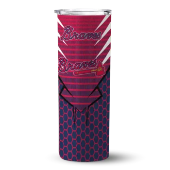 personalized atlanta braves chevron stripes navy skinny tumbler best selling 2.webp
